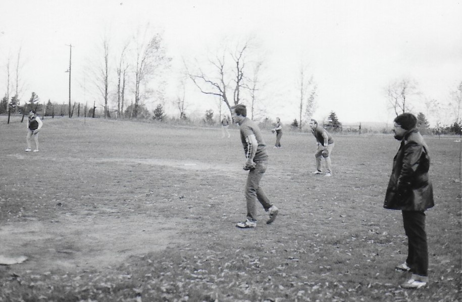 At the Softball game on the field