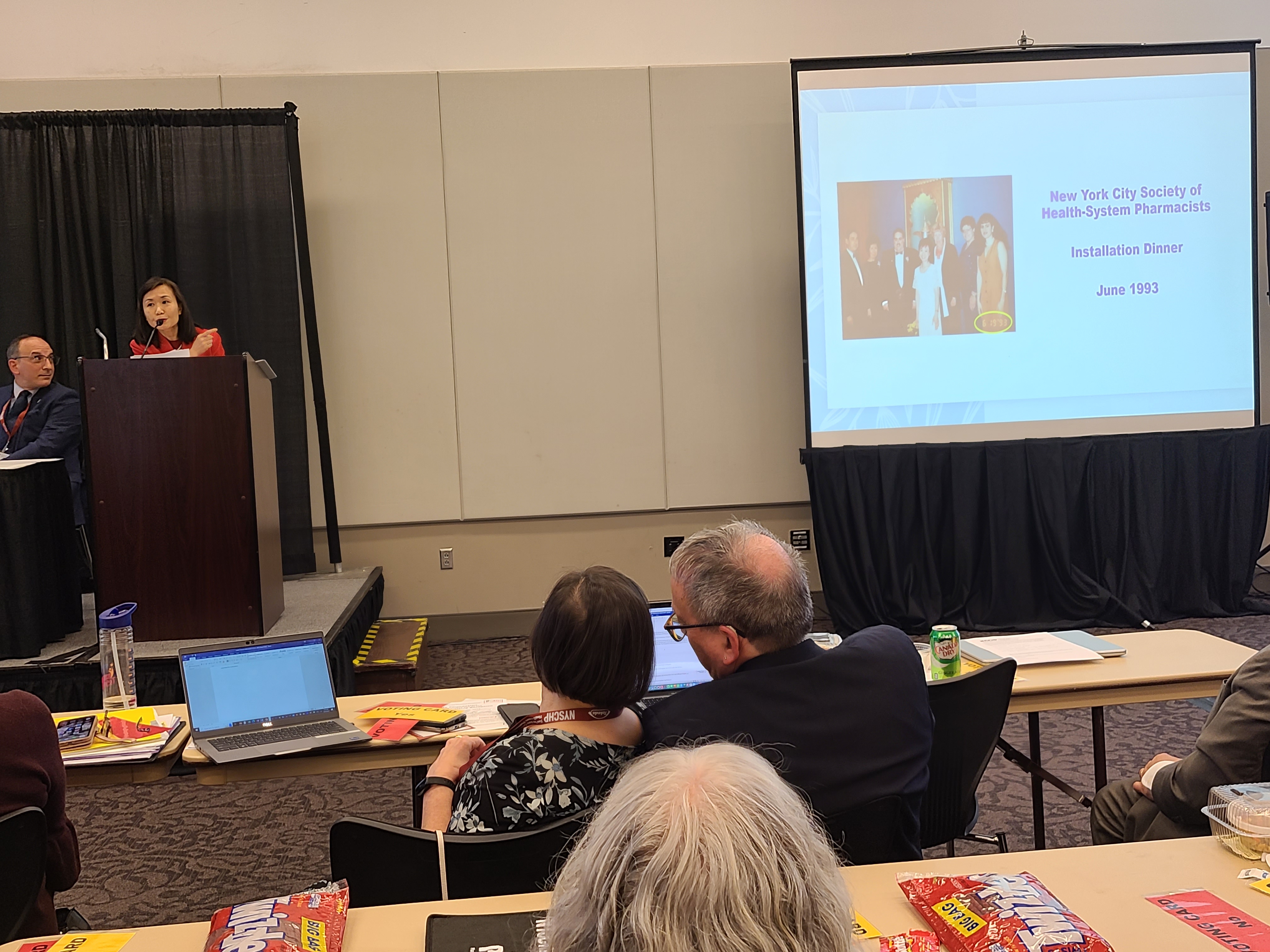 Angela Cheng performing her outgoing presidential speech